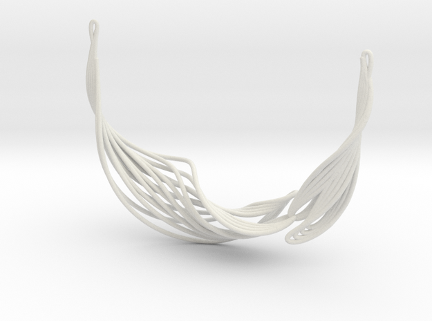 Rib Ribbon Necklace 10.7 in White Natural Versatile Plastic