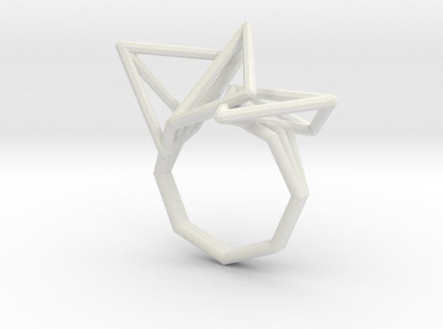 Geo Ring Wireframe Tall (110%) in White Natural Versatile Plastic