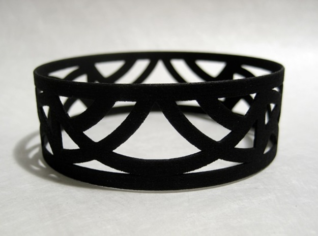 Art Deco Bangle Bracelet  in Black Natural Versatile Plastic: Small
