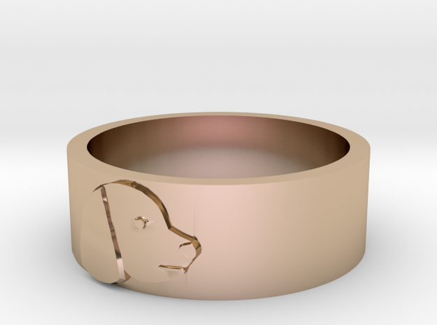 Dog's profile ring (small) in 14k Rose Gold Plated Brass