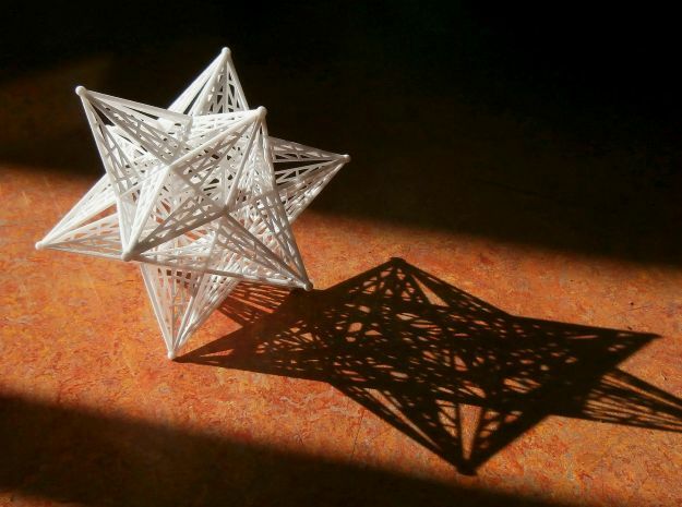 8 cm Great icosahedron in White Natural Versatile Plastic