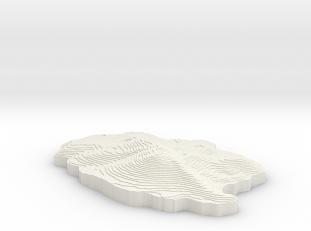 Topographical Mammoth Mountain in White Natural Versatile Plastic: Small
