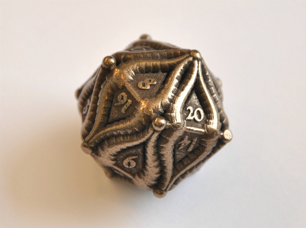 D20 Balanced - Two Horned Tiefling in Polished Bronze Steel