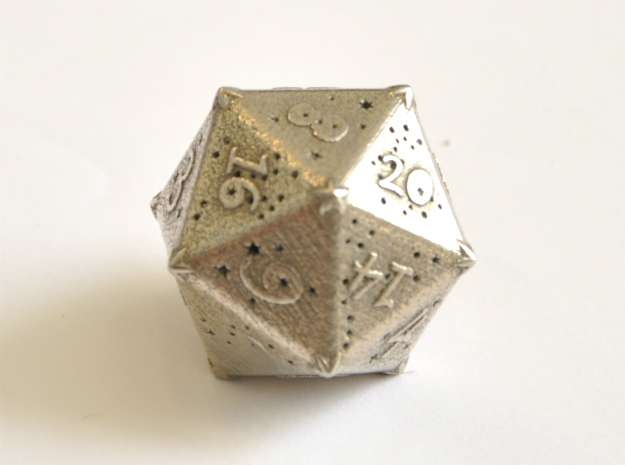 D20 Balanced - Constellations in Polished Bronzed Silver Steel