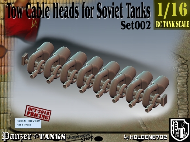 1/16 Soviet Tank Tow Cable HEADS Set002 in White Natural Versatile Plastic