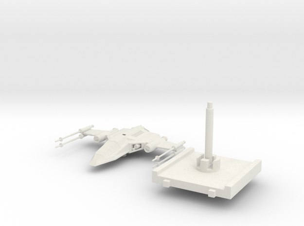 Z-15 Starfighter with base in White Natural Versatile Plastic