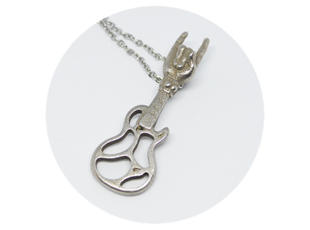 Guitar Pendant 22 in Polished Bronzed-Silver Steel