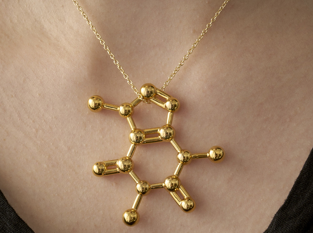 Caffeine molecule Necklace Pendant Big