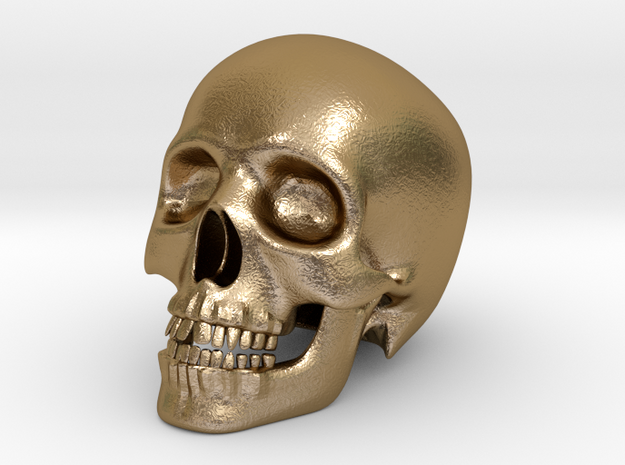 Human Skull (Medium Size-10cm Tall) in Polished Gold Steel