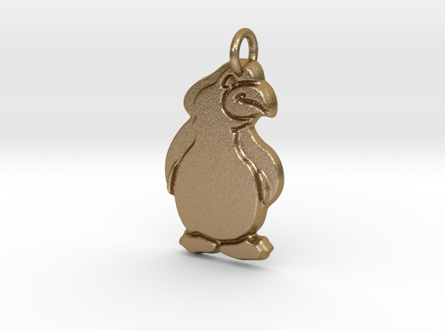 Zoo Finds:  Penguin Charm in Polished Gold Steel