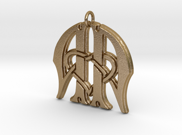 Monogram Initials AA.3 Cipher in Polished Gold Steel