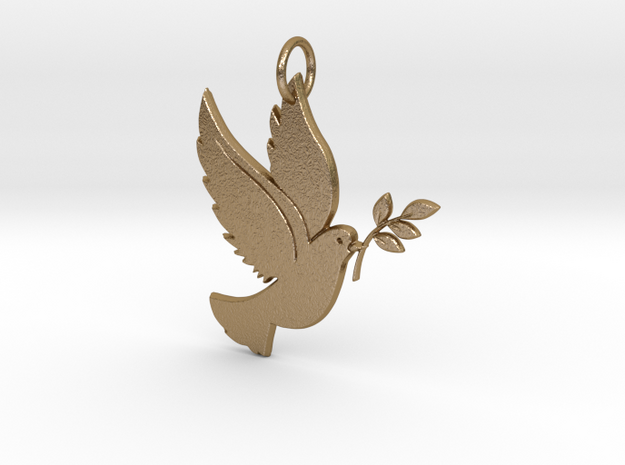 The Bird of Peace Keychain in Polished Gold Steel