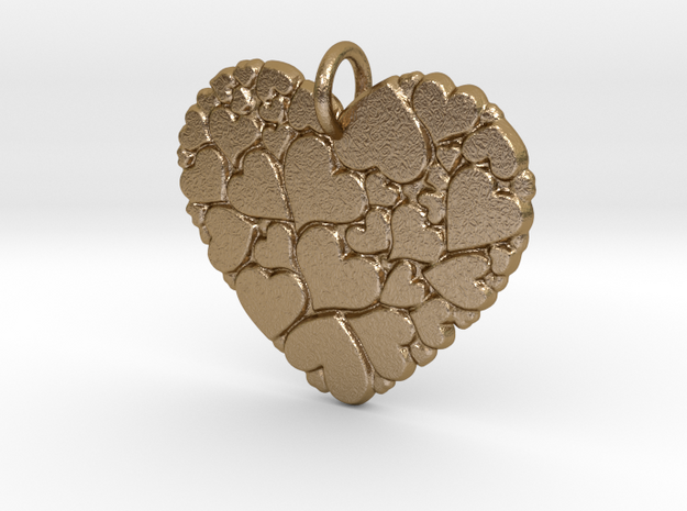 Heart of Hearts Pendant in Polished Gold Steel