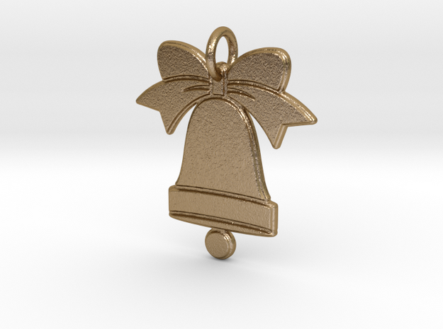 Christmas Bell Charm in Polished Gold Steel