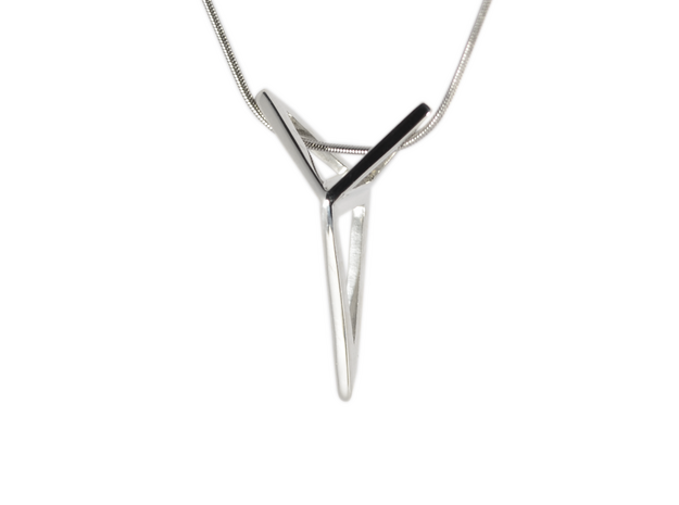 YOUNIVERSAL 3T Origami, Pendant. Sharp Chic in Polished Silver