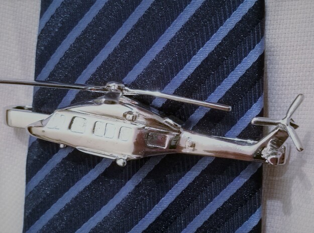 Helicopter tie clip in Rhodium Plated Brass
