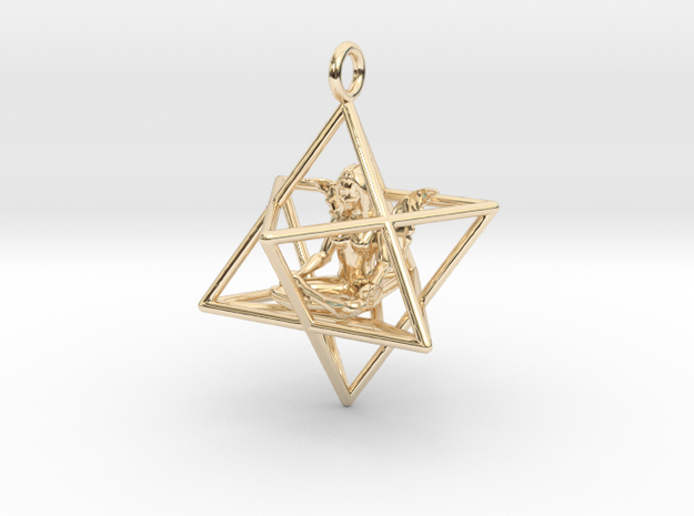 Star Tetrahedron Angel 30 mm in 14k Gold Plated Brass