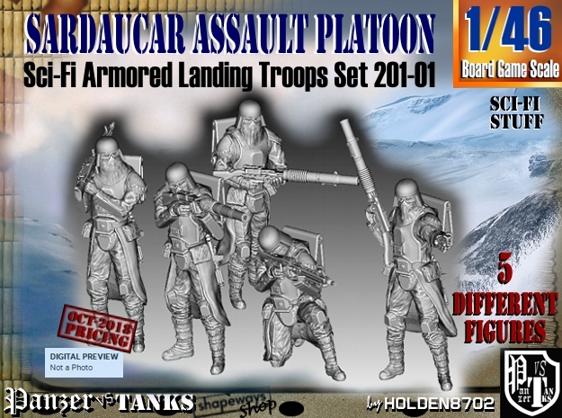 1/46 Sci-Fi Sardaucar Platoon Set 201-01 in Tan Fine Detail Plastic