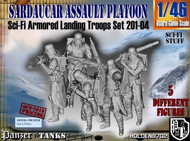 1/46 Sci-Fi Sardaucar Platoon Set 201-04 in Tan Fine Detail Plastic