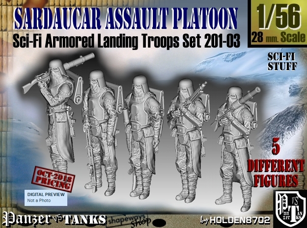 1/56 Sci-Fi Sardaucar Platoon Set 201-03 in Smoothest Fine Detail Plastic