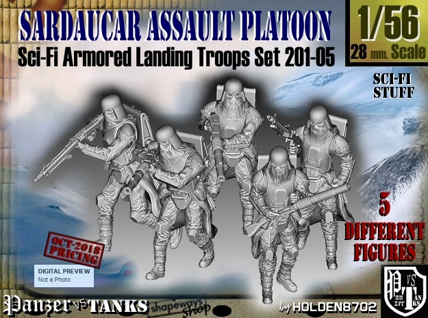 1/56 Sci-Fi Sardaucar Platoon Set 201-05 in Smoothest Fine Detail Plastic