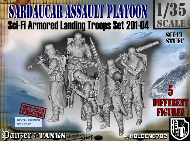 1/35 Sci-Fi Sardaucar Platoon Set 201-04 in Smooth Fine Detail Plastic