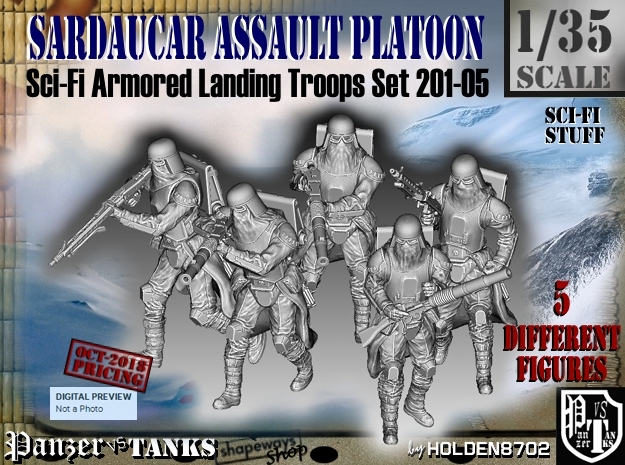 1/35 Sci-Fi Sardaucar Platoon Set 201-05 in Smooth Fine Detail Plastic