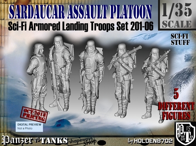 1/35 Sci-Fi Sardaucar Platoon Set 201-06 in Smooth Fine Detail Plastic
