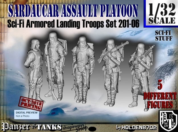 1/32 Sci-Fi Sardaucar Platoon Set 201-06 in Smooth Fine Detail Plastic