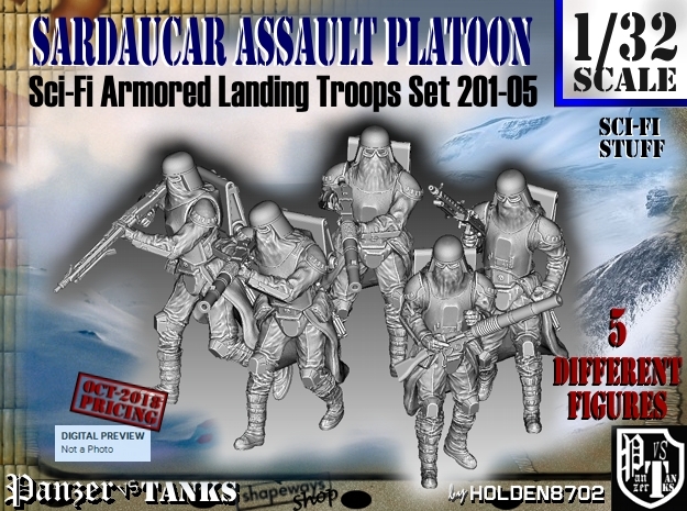 1/32 Sci-Fi Sardaucar Platoon Set 201-05 in Tan Fine Detail Plastic