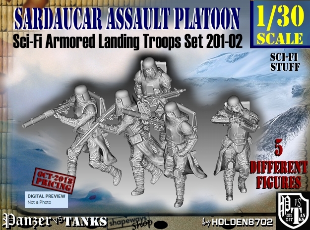 1/30 Sci-Fi Sardaucar Platoon Set 201-02 in Smooth Fine Detail Plastic