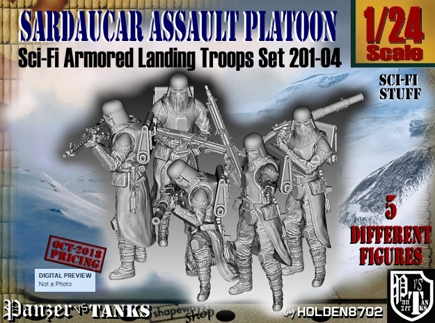 1/24 Sci-Fi Sardaucar Platoon Set 201-04 in White Natural Versatile Plastic