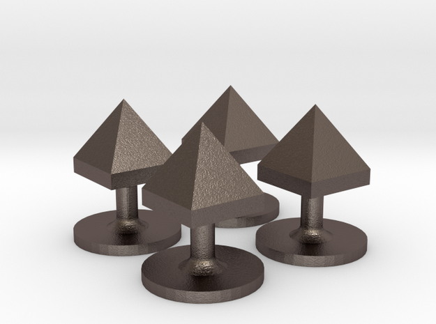 Set of 4 Pyramid Shirt Studs in Polished Bronzed-Silver Steel