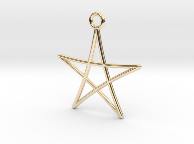 Spirograph Star Pendant, 5 Points in 14K Yellow Gold