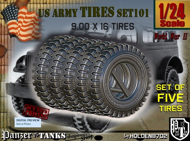 1/24 900x16 tire Set101 in Tan Fine Detail Plastic