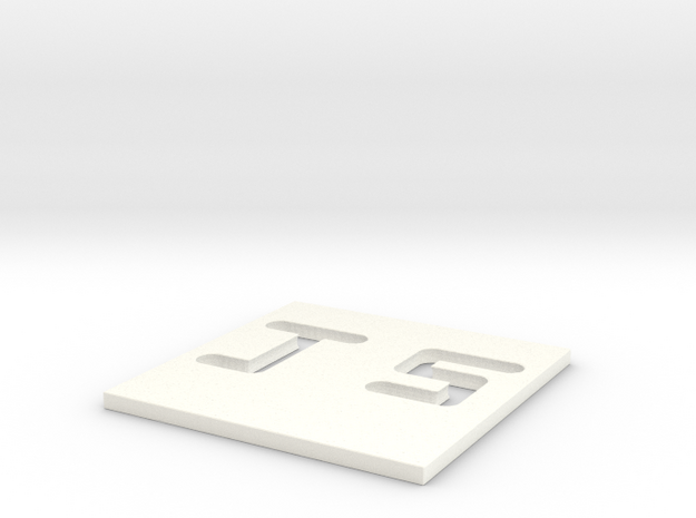 My initials on a square in White Processed Versatile Plastic: Large