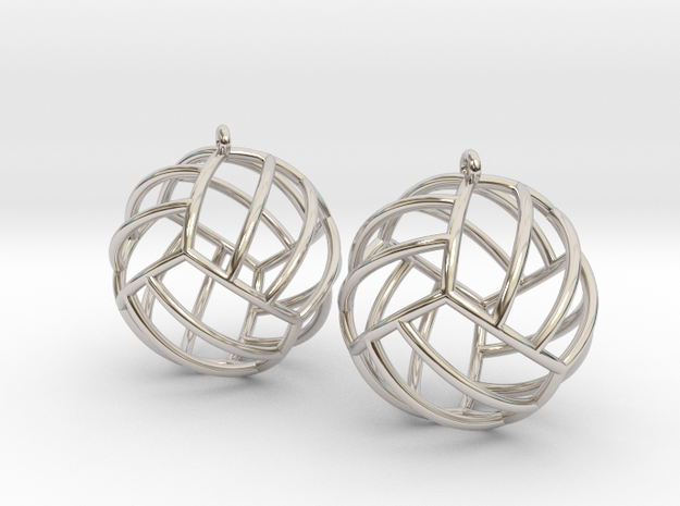 Pair of Volleyball Earrings in Rhodium Plated Brass