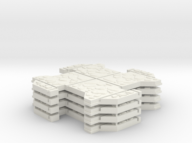 Small Multi 4 Pack - Dungeon Tiles in White Natural Versatile Plastic
