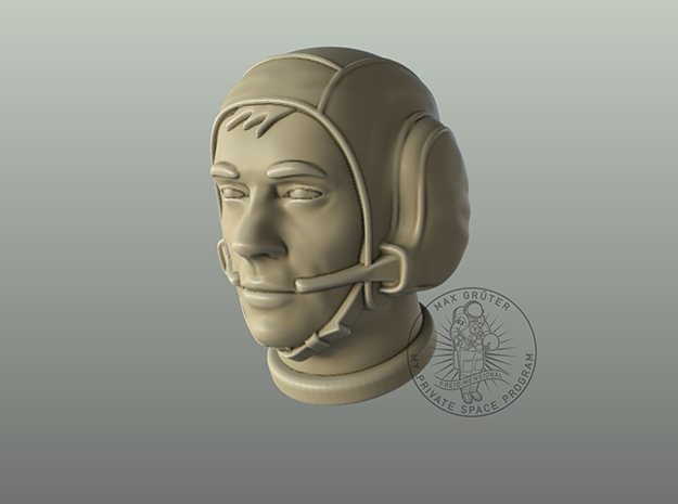Astronaut Head with "Snoopy Cap" /  1:6 in White Natural Versatile Plastic