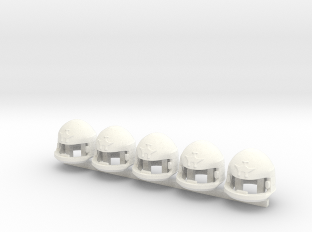5 x SciFi Type 2200 helmet in White Processed Versatile Plastic
