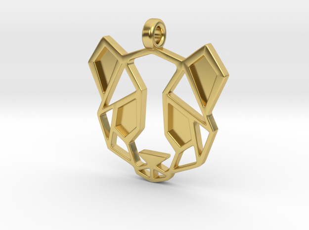 Geometric Panda Pendant in Polished Brass
