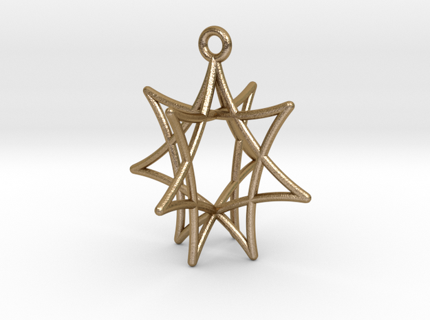 Star Ornament, 7 Points in Polished Gold Steel