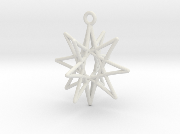Star Ornament, 8 Points in White Natural Versatile Plastic