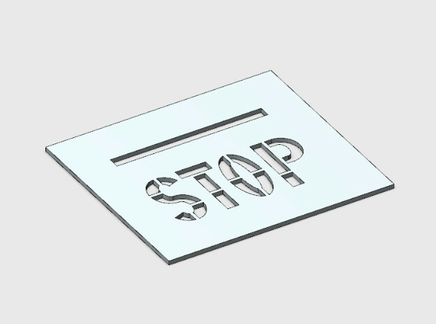 Stop on Pavement Template in White Natural Versatile Plastic: 1:87 - HO