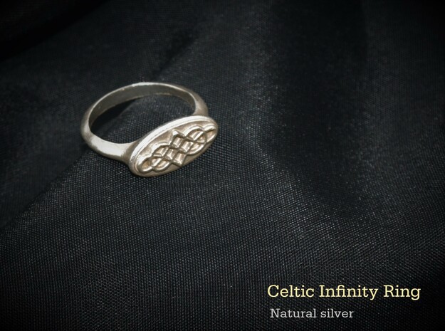 Celtic Infinity Ring  in Natural Silver: 7 / 54