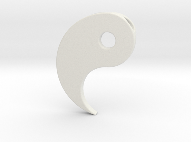 Yin Yang Pendant - Part 1 in White Natural Versatile Plastic