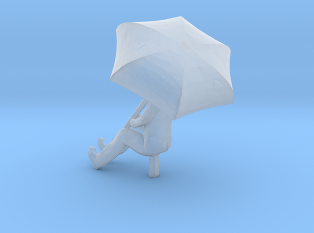 S Scale Man with a Umbrella in Tan Fine Detail Plastic