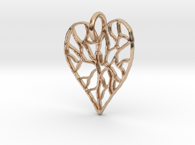 Cracked Heart Pendant in 14k Rose Gold