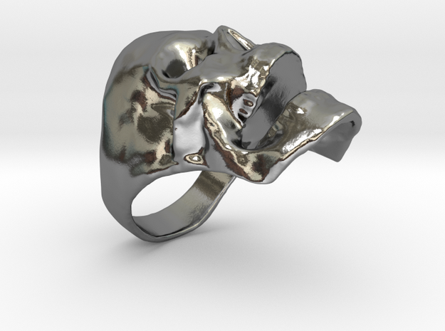 Skull Big Ring in Polished Silver: 10 / 61.5