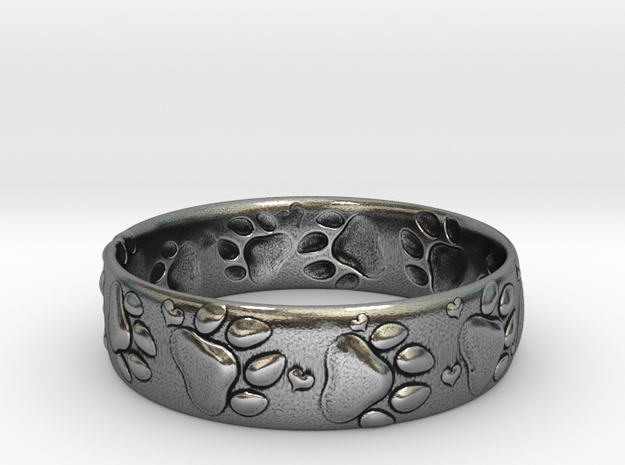 Paw prints and hearts ring in Antique Silver: 6.5 / 52.75